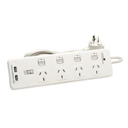 HPM Powerboard 4 Socket Switched With 2x USB 4.8A & Surge Protection LA01480AAB