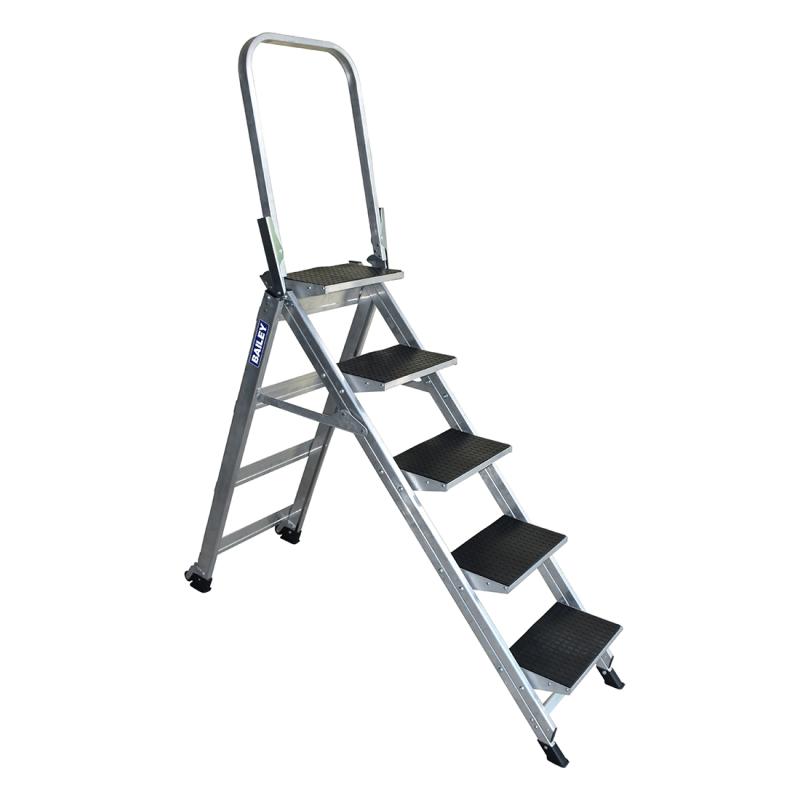 Bailey Stairwell Ladder 5 Step 1 11m Aluminium With Folding Hand Rail Fs13753